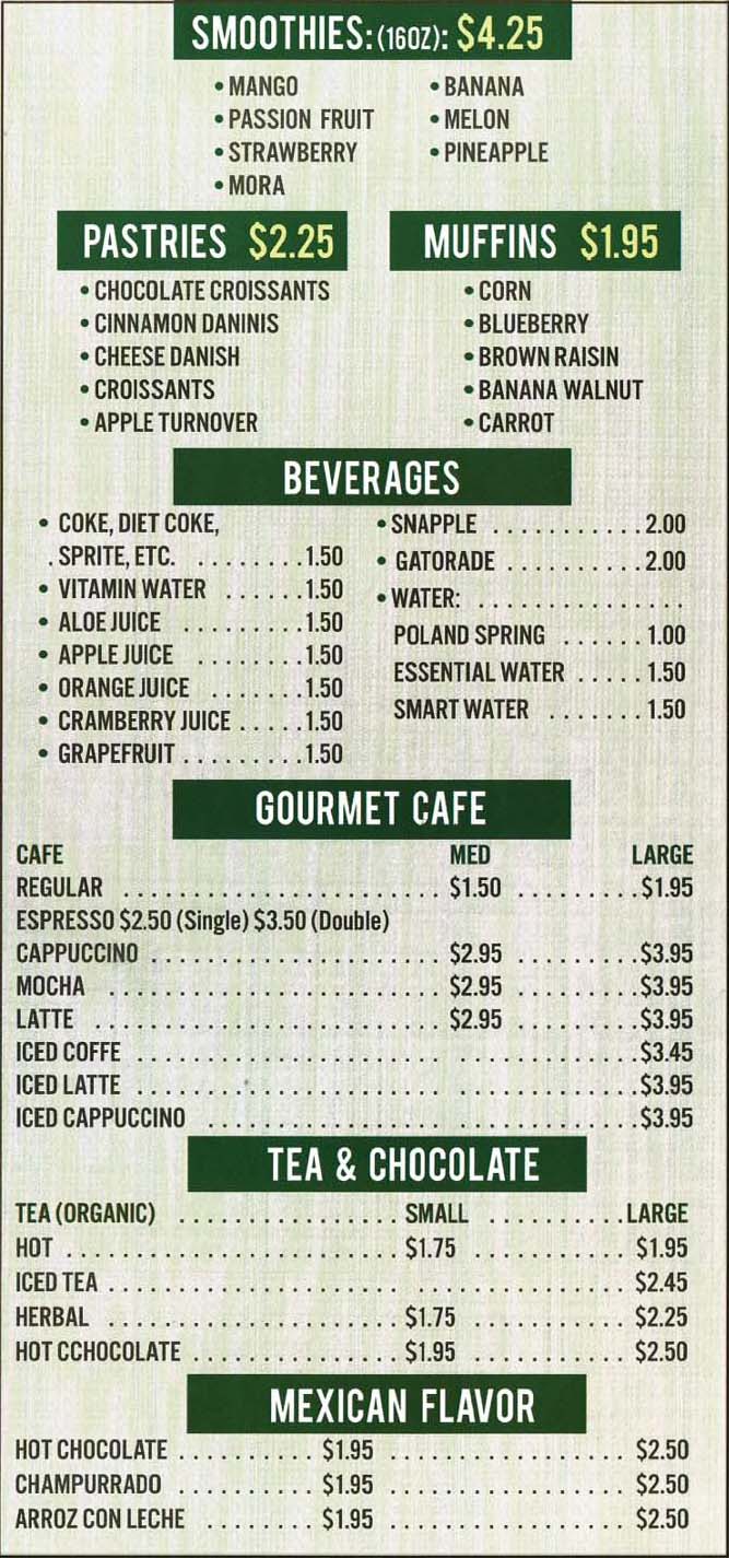 Brooklyn Bagels Menu